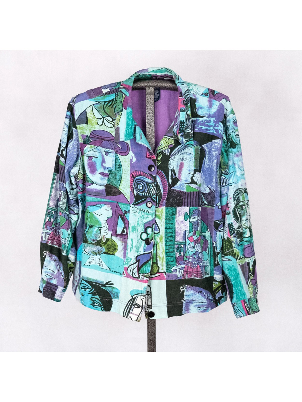 Artscapes Women's Wearable Art Jacket XL Abstract Picasso Cubism Colorful *READ*